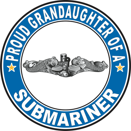 Proud Granddaughter of a Submariner Silver Dolphins Round Decal