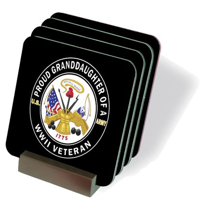 Proud Granddaughter of a U.S. Army World War II Coasters - Set of 4