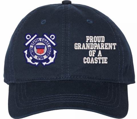 Proud Grandparent of a Coastie Navy Blue Unstructured Dad Cap
