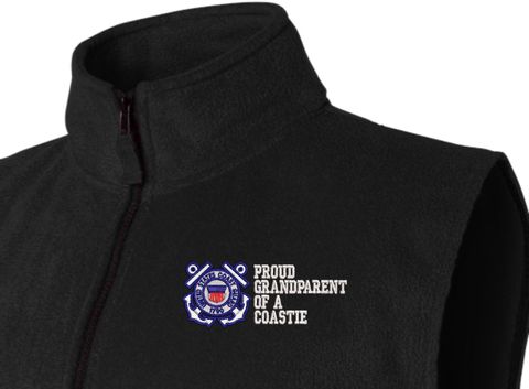 Proud GrandParent of a Coastie U.S. Coast Guard Full Zip Fleece Vest