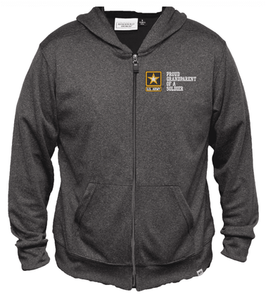 Proud GrandParent of a Soldier U.S. Army Star Men's 100% Polyester Heather Grey USA Full-Zip Hoodie