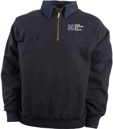 Proud Grandson of a Coastie U.S. Coast Guard Game Sportswear Firefighters Quarter-Zip Work Shirt
