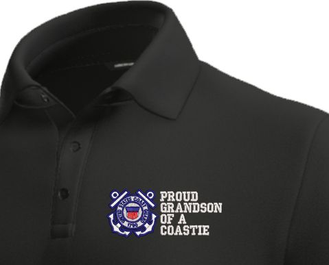 Proud Grandson of a Coastie U.S. Coast Guard Moisture Wicking Polo