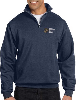 Proud Grandson of a Marine U.S. Marine Corps Embroidered Quarter-Zip Pullover