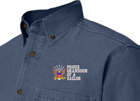 Proud Grandson of a Sailor U.S. Navy Denim Shirt