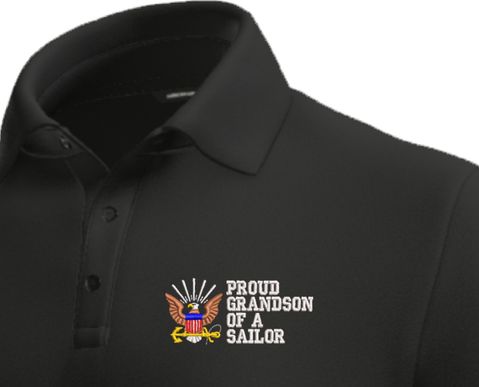Proud Grandson of a Sailor U.S. Navy Moisture Wicking Polo