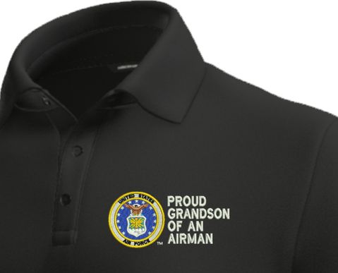 Proud Grandson of an Airman U.S. Air Force Moisture Wicking Polo
