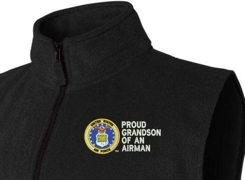 Proud Grandson of an Airman U.S. Air Force Full Zip Fleece Vest