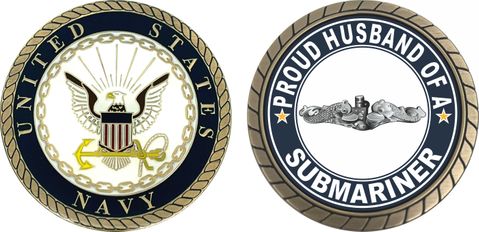 Proud Husband of a Submariner Silver Dolphins Challenge Coin