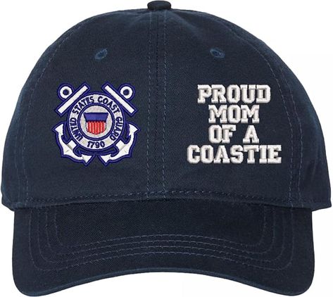 Proud Mom of a Coastie U.S. Coast Guard Navy Blue Unstructured Dad Cap
