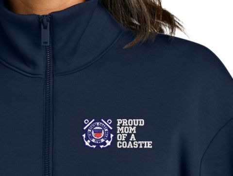Proud Mom of a Coastie U.S. Coast Guard Women's Soft Spacer Quarter-Zip