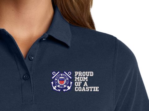 Proud Mom of a Coastie U.S. Coast Guard Women's Stain-Release Polo