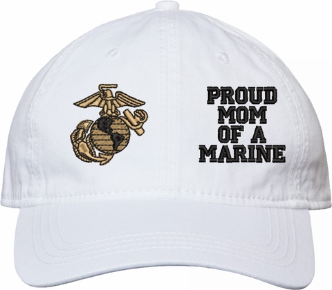 Proud Mom of a Marine White Unstructured Dad Cap