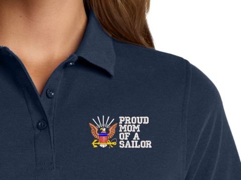 Proud Mom of a Sailor U.S. Navy Women's Stain-Release Polo