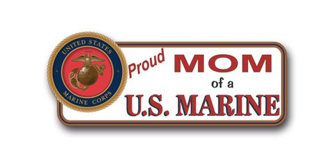 Proud Mom Of A U.S. Marine Vinyl Transfer Bumper Sticker