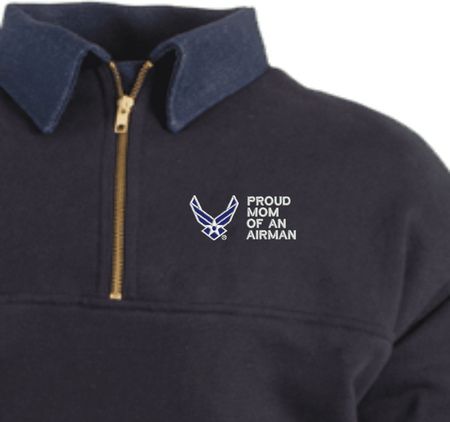 Proud Mom of an Airman U.S. Air Force Game Sportswear Firefighters Quarter-Zip Work Shirt