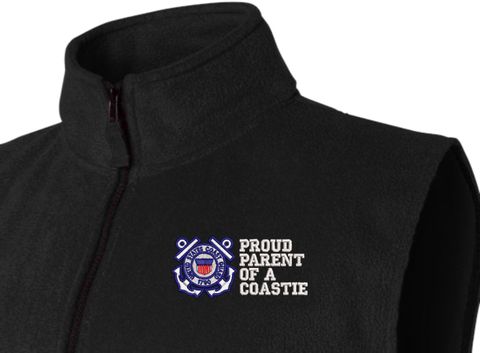 Proud Parent of a Coastie U.S. Coast Guard Full Zip Fleece Vest