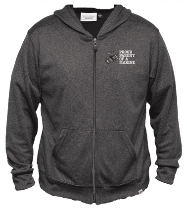 Proud Parent of a Marine Men's 100% Polyester Heather Grey USA Full-Zip Hoodie