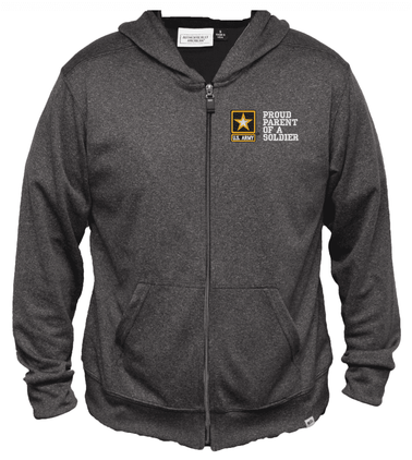 Proud Parent of a Soldier U.S. Army Star Men's 100% Polyester Heather Grey USA Full-Zip Hoodie