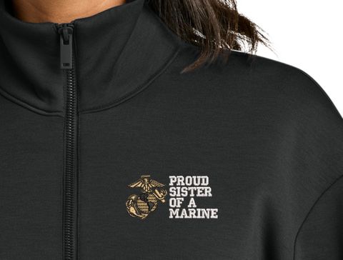 Proud Sister of a Marine U.S. Marine Corps Women's Soft Spacer Quarter-Zip