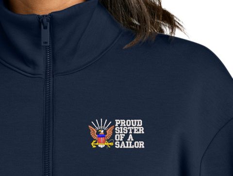 Proud Sister of a Sailor U.S. Navy Women's Soft Spacer Quarter-Zip