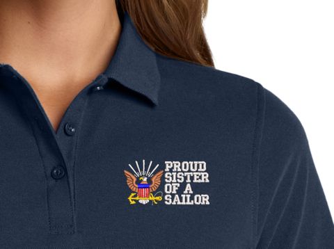 Proud Sister of a Sailor U.S. Navy Women's Stain-Release Polo