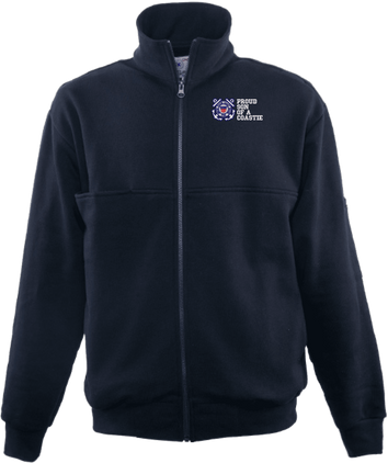 Proud Son of a Coastie U.S. Coast Guard Game Sportswear Firefighters Full Zip Turtleneck