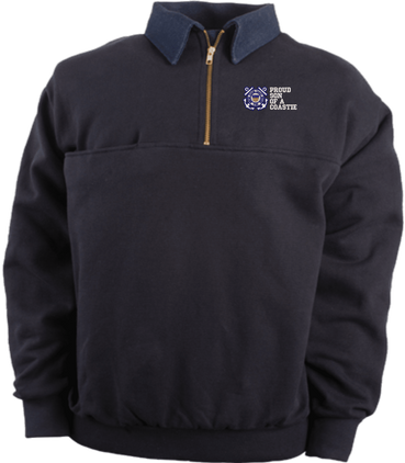 Proud Son of a Coastie U.S. Coast Guard Game Sportswear Firefighters Quarter-Zip Work Shirt