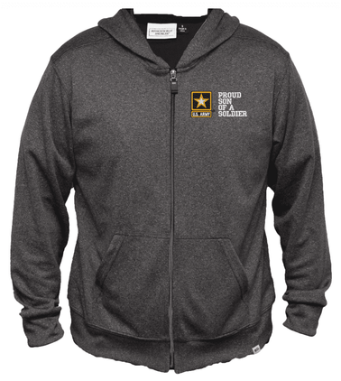 Proud Son of a Soldier U.S. Army Star Men's 100% Polyester Heather Grey USA Full-Zip Hoodie