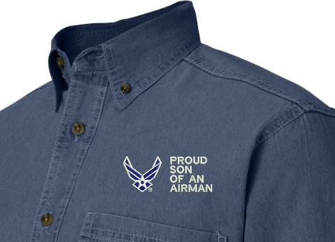 Proud Son of an Airman U.S. Air Force Denim Shirt