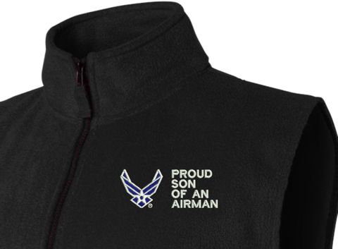 Proud Son of an Airman U.S. Air Force Full Zip Fleece Vest