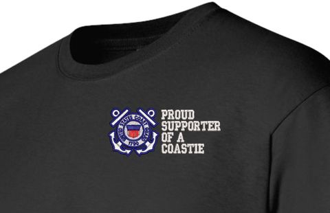 Proud Supporter of a Coastie U.S. Coast Guard Embroidered Long Sleeve T-Shirt