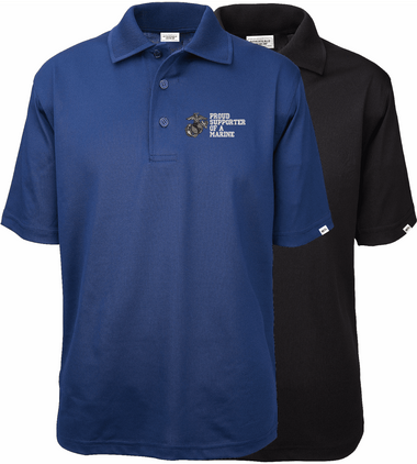 Proud Supporter of a Marine Men's Moisture Wicking Polo