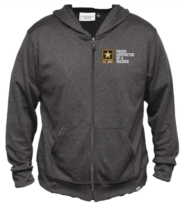 Proud Supporter of a Soldier U.S. Army Star Men's 100% Polyester Heather Grey USA Full-Zip Hoodie