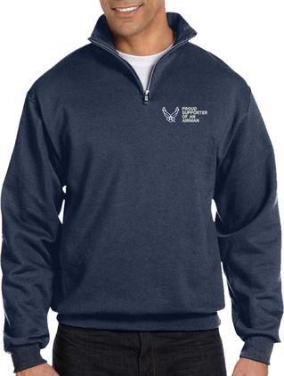 Proud Supporter of an Airman U.S. Air Force Embroidered Quarter-Zip Pullover