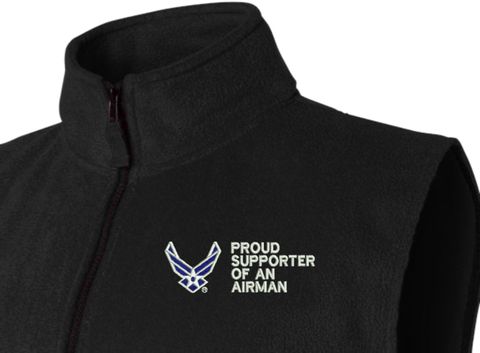 Proud Supporter of an Airman U.S. Air Force Full Zip Fleece Vest