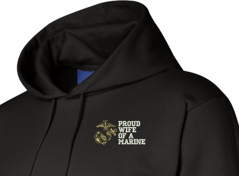 Proud Wife of a Marine U.S. Marine Corps Embroidered Hoodie