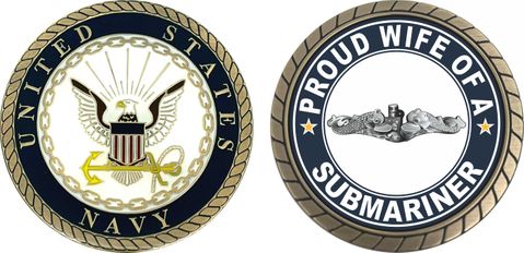 Proud Wife of a Submariner Silver Dolphins Challenge Coin