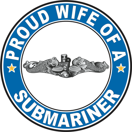 Proud Wife of a Submariner Silver Dolphins Round Decal