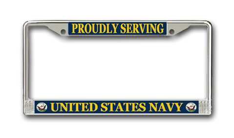Proudly Serving' United States Navy Plate Frame