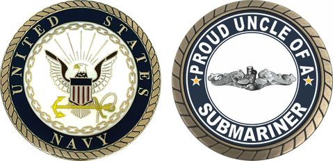 Pround Uncle of a Submariner Silver Dolphins Challenge Coin