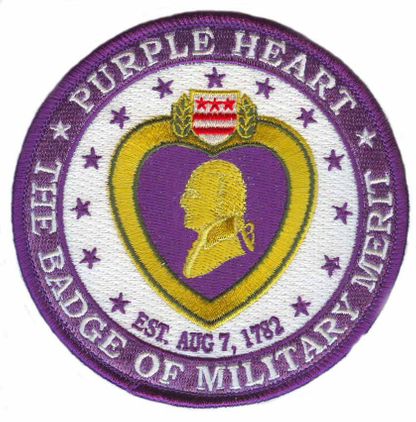 Purple Heart "The Badge of Military Merit" 4" Patch with Velcro Backing