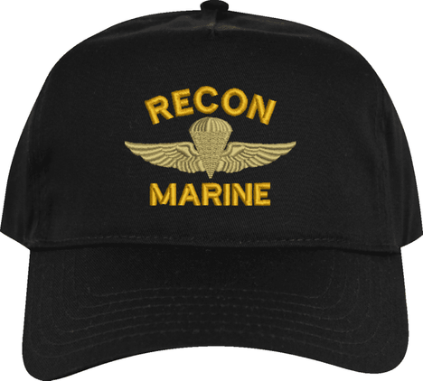 USMC Recon Marine with Parachute Wing Custom Embroidered Cap