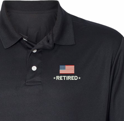 Retired with Flag Moisture Wicking Polo