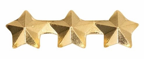Ribbon Attachment: 3/16" Gold Star - Three Mounted on a Bar
