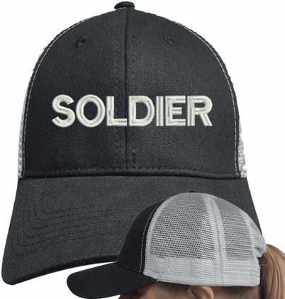 Soldier Text Only Mesh-Back Ponytail Cap