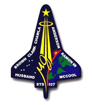 SPACE SHUTTLE COLUMBIA STS-107 HUSBAND, McCOOL, CHAWLA, ANDERSON, BROWN, CLARK, RAMON TRANSFER DECAL