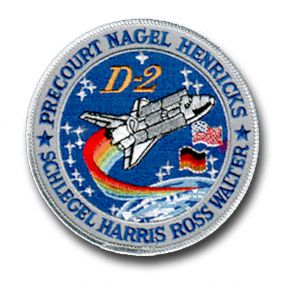 SPACE SHUTTLE COLUMBIA STS-55 - NAGEL, HENRICKS, ROSS, PRECOURT, HARRIS, WALTER, SCHLEGEL 4" PATCH
