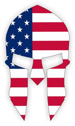 Spartan Helmet American Flag Decal Sticker