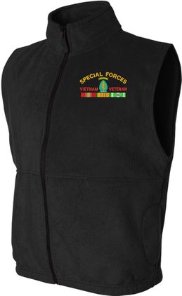 Special Forces Vietnam Veteran with Ribbons Embroidered Fleece Vest